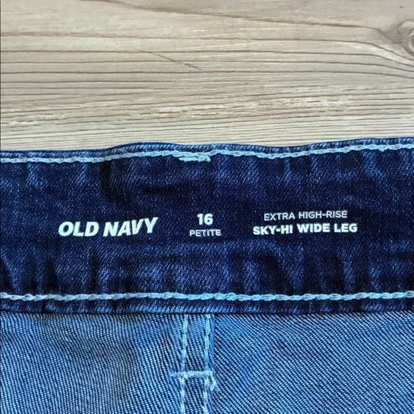 Old Navy Extra High-Rise Sky-hi Wide-Leg Jeans Plus size 16P Dark Wash NWOT - Picture 5 of 13